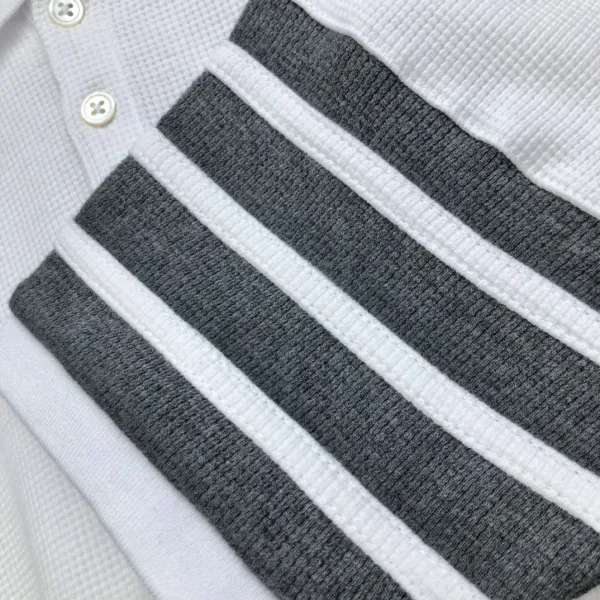 Thom Browne Classic Four-Bar Stripe Gray Knit Polo - 10