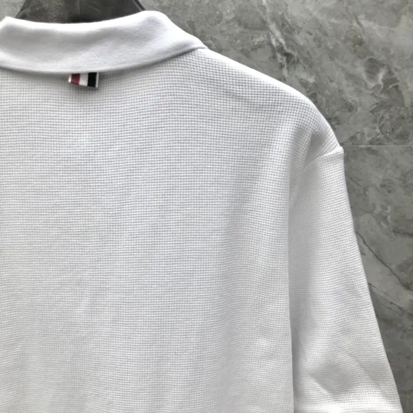 Thom Browne Classic Four-Bar Stripe Gray Knit Polo - 13