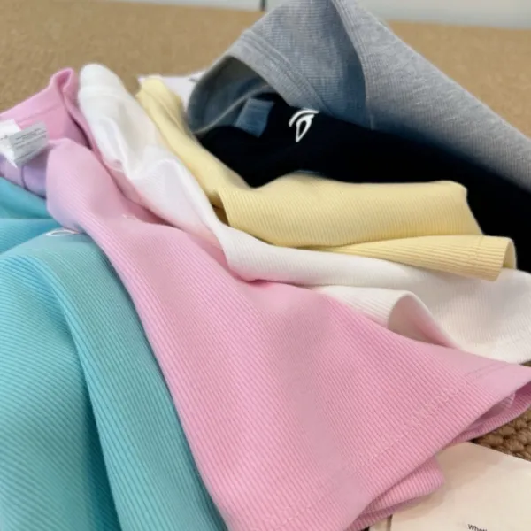 Alo Yoga Ribbed Crop Tank Top in Pink, Blue, White, Yellow, Black, and Gray - 7