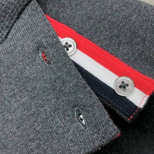 Thom Browne Classic Four-Bar Stripe Gray Knit Polo - 26