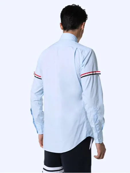 Thom Browne Classic White Shirt with 4-Bar Stripe Sleeve Detail - 4