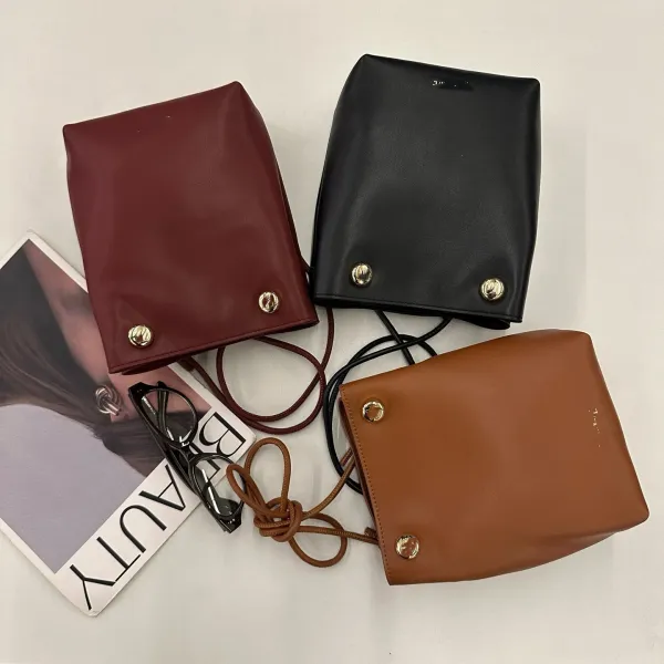 Saint Tears Mini Bucket Bag Burgundy Leather Handbag - 3