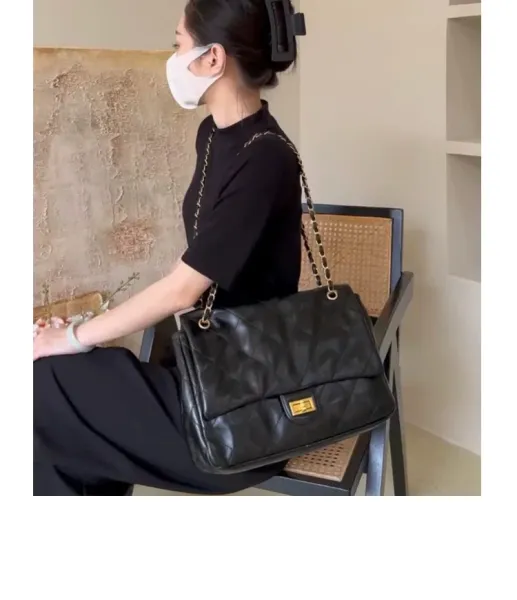 Chanel Classic Flap Bag Black Quilted Leather Shoulder Bag - 8