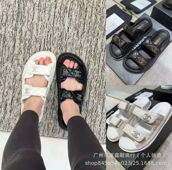 Chanel CC Logo Quilted Slide Sandals Burgundy - 2