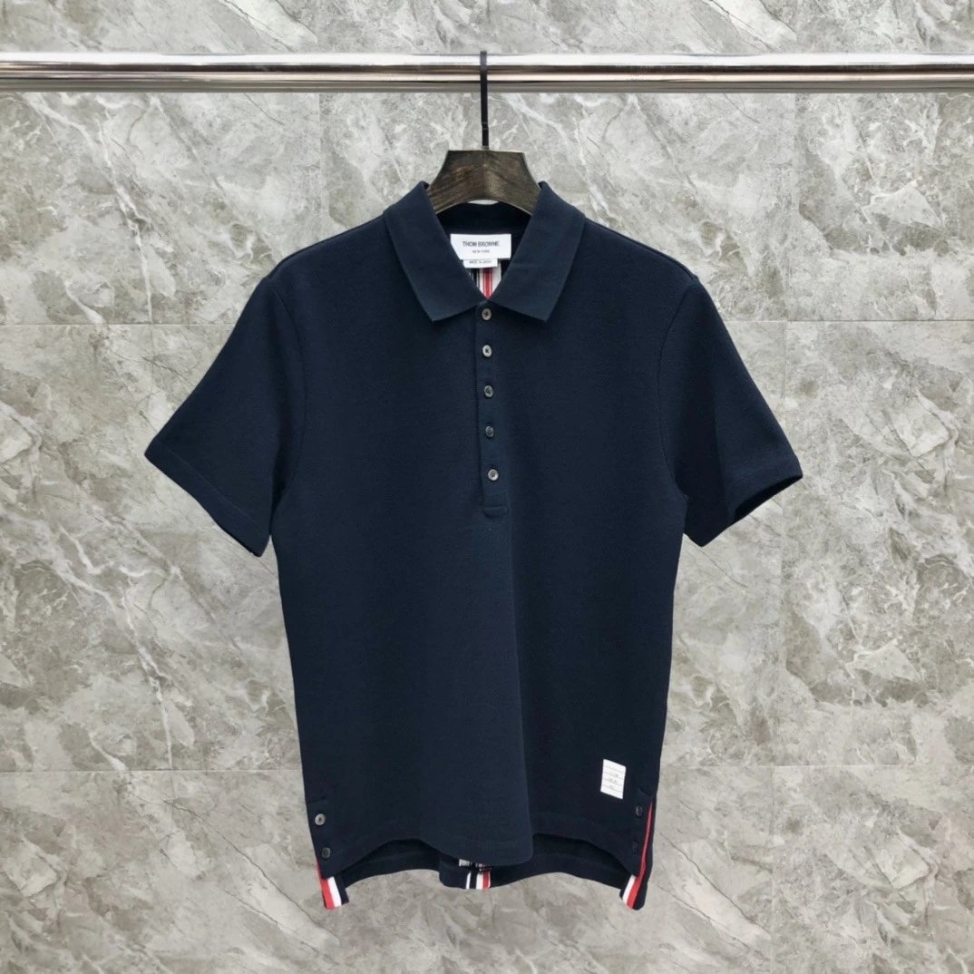 Thom Browne Classic Four-Bar Stripe Gray Polo - 30