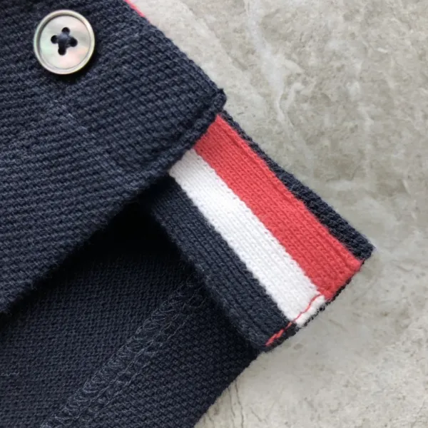 Thom Browne Classic Four-Bar Stripe Gray Polo - 36