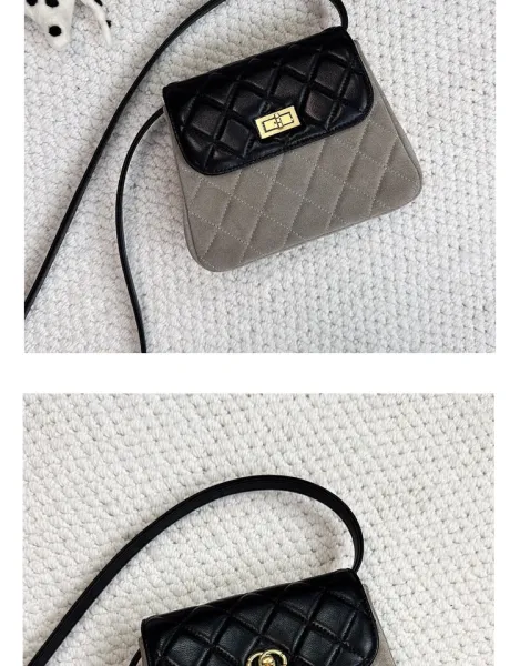 Saint Tears Quilted Two-Tone Crossbody Bag Black Beige - 29