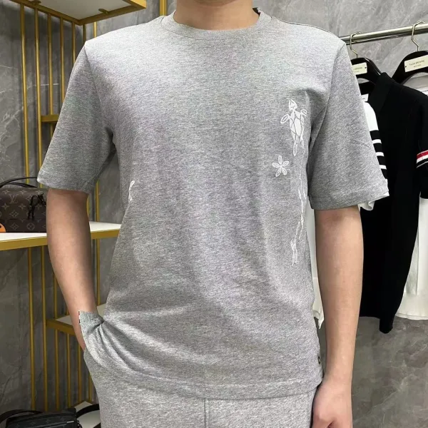 Thom Browne Turtle and Star Embroidered Navy T-Shirt - 7