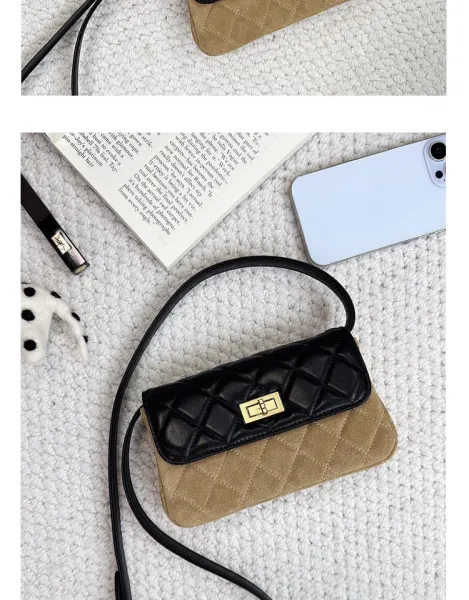 Saint Tears Quilted Two-Tone Crossbody Bag Black Beige - 32
