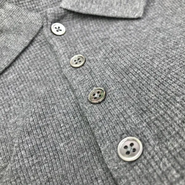 Thom Browne Classic Four-Bar Stripe Gray Knit Polo - 17