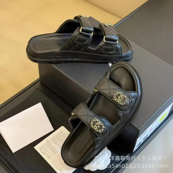 Chanel CC Logo Quilted Slide Sandals Burgundy - 11