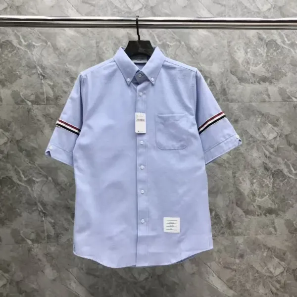 Thom Browne Short-Sleeve Oxford Shirt Light Blue - 31