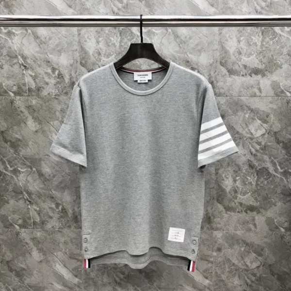 Thom Browne 4-Bar Stripe Ribbed T-Shirt Burgundy - 20