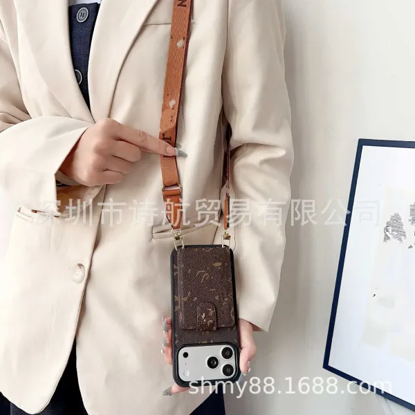 Pink Marble-Print Cardholder Phone Case with Detachable Strap Phone-Accessories - 14