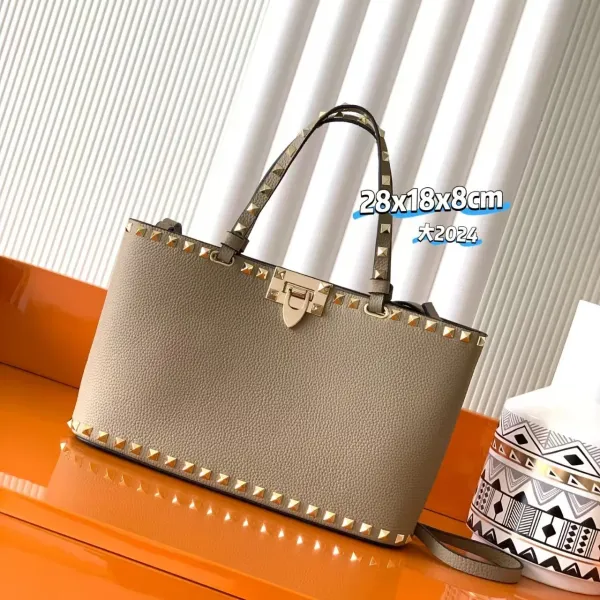 Valentino Garavani Rockstud Metallic Silver Tote Bag - 5