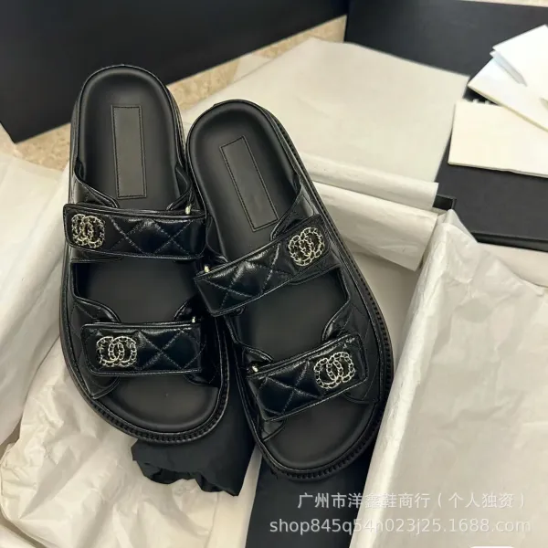 Chanel CC Logo Quilted Slide Sandals Burgundy - 10