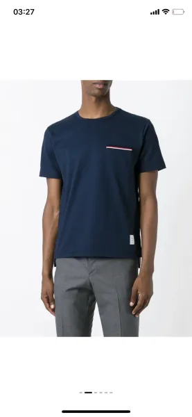Thom Browne Classic Four-Bar Stripe Pocket T-Shirt Black - 7