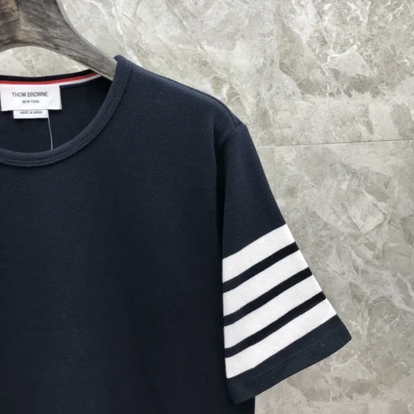 Thom Browne 4-Bar Stripe Ribbed T-Shirt Burgundy - 46