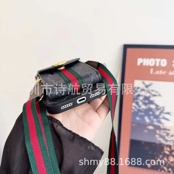 Gucci GG Marmont Phone Crossbody Bag Black/Red/Green - 9