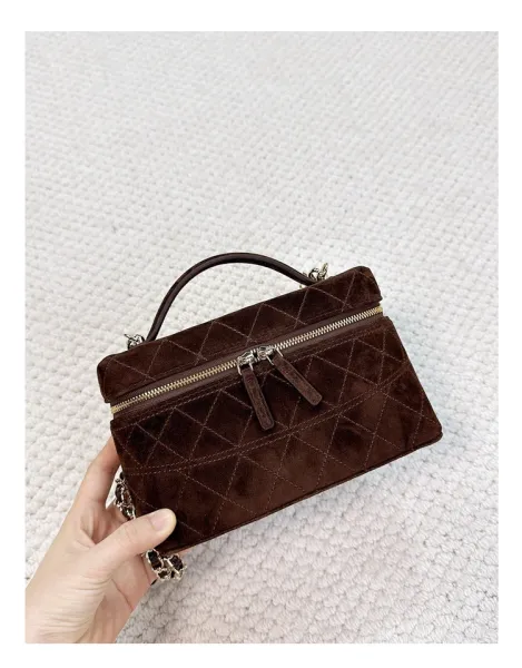 Chanel Mini Vanity Case Black Velvet Chain Bag - 28