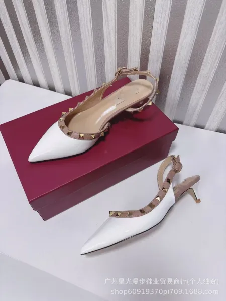 Valentino Rockstud Flat Red Patent Leather Slingback Heels - 14