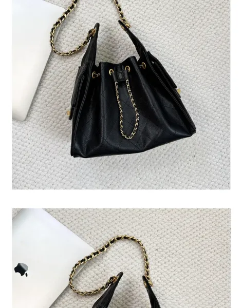 Chanel 22 Bag Black Quilted Leather Chain Shoulder Bag - 23