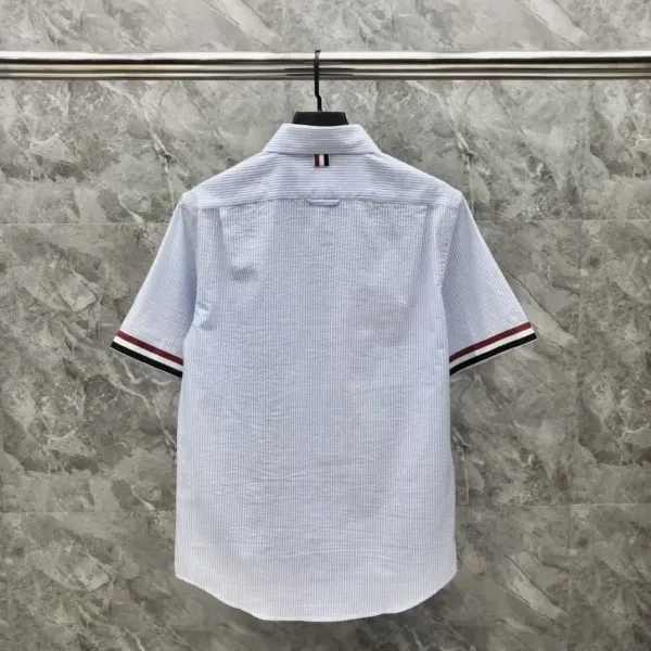 Thom Browne Short-Sleeve Oxford Shirt Light Blue - 13