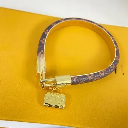 Louis Vuitton Monogram Lock Bracelet Brown Gold Bracelets - 6