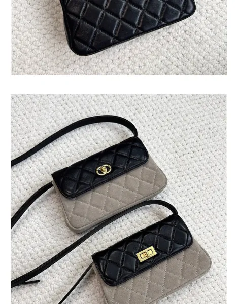 Saint Tears Quilted Two-Tone Crossbody Bag Black Beige - 24