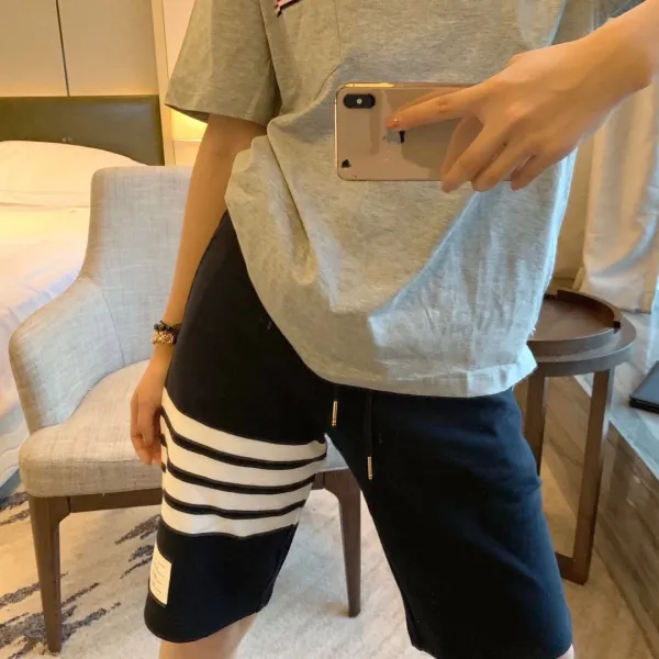 Thom Browne Four-Bar Stripe Black Sweatshorts - 10