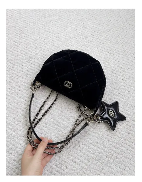 Chanel 22 Mini Quilted Half-Moon Bag Black Shoulder Bag - 16
