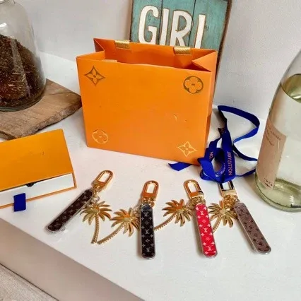 Palm Tree Keychain Charm with Nail File Accessory Gold Tone - 5