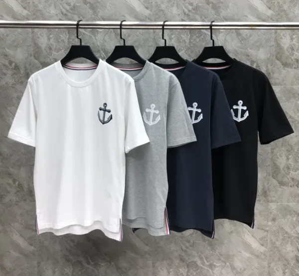 Thom Browne Anchor Embroidered Navy T-Shirt - 3