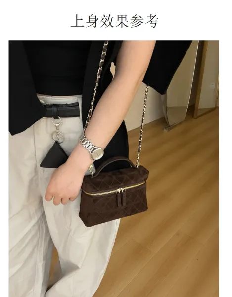 Chanel Mini Vanity Case Black Velvet Chain Bag - 7