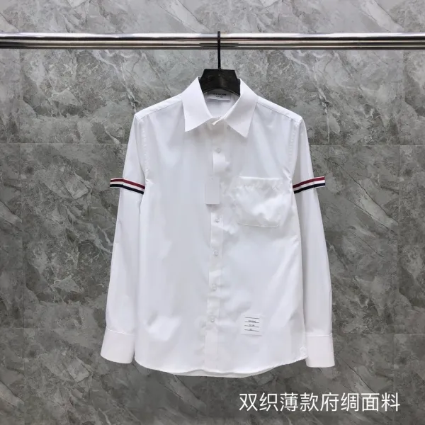 Thom Browne Classic White Shirt with 4-Bar Stripe Sleeve Detail - 6