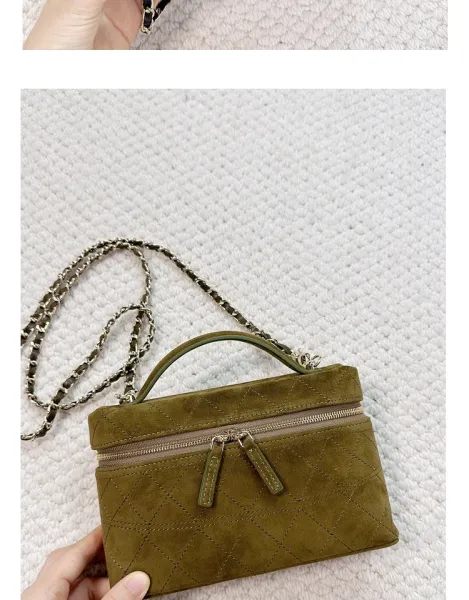 Chanel Mini Vanity Case Black Velvet Chain Bag - 22