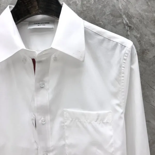 Thom Browne Classic White Shirt with 4-Bar Stripe Sleeve Detail - 25