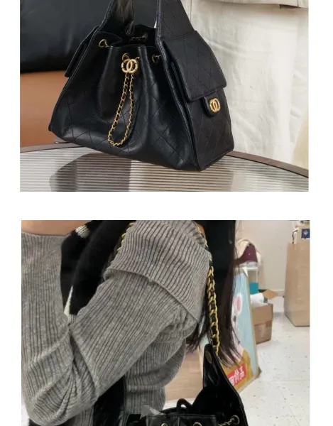 Chanel 22 Bag Black Quilted Leather Chain Shoulder Bag - 9