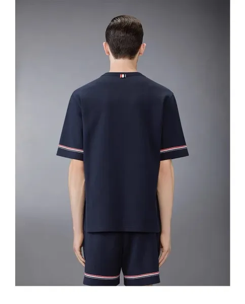 Thom Browne Classic Four-Bar Stripe Navy T-Shirt - 10