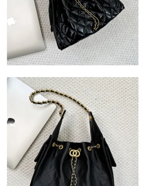 Chanel 22 Bag Black Quilted Leather Chain Shoulder Bag - 20