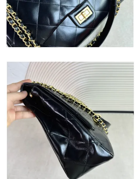 Chanel Classic Flap Bag Black Quilted Leather Shoulder Bag - 12