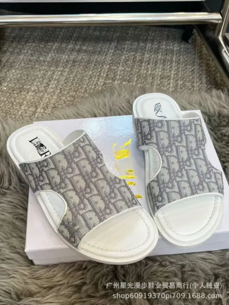 Dior B23 Slide Black Monogram Leather Sandals - 12