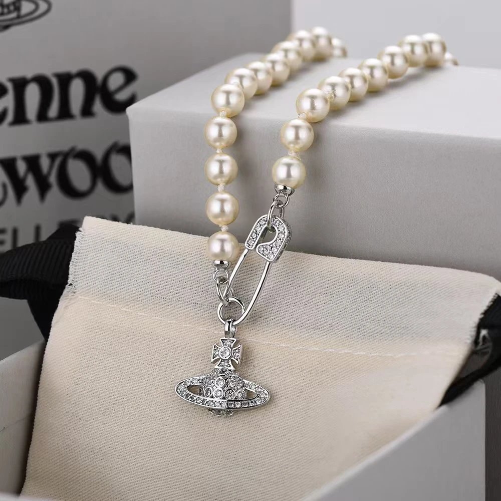 Vivienne Westwood Orb Pearl Necklace Gold - 11