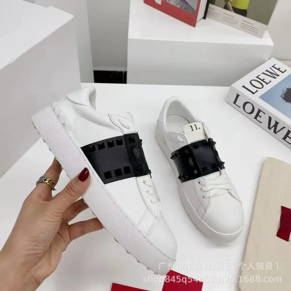 Valentino Rockstud Spike Black Leather Sneakers - 9