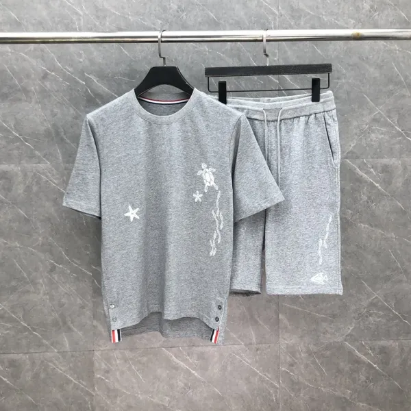 Thom Browne Turtle and Star Embroidered Navy T-Shirt - 11