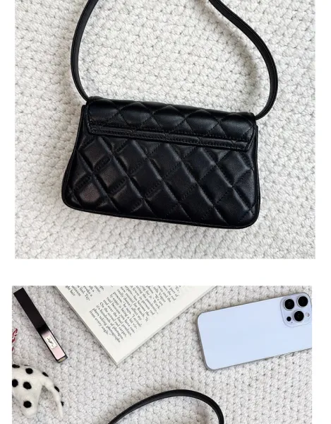 Saint Tears Quilted Two-Tone Crossbody Bag Black Beige - 21