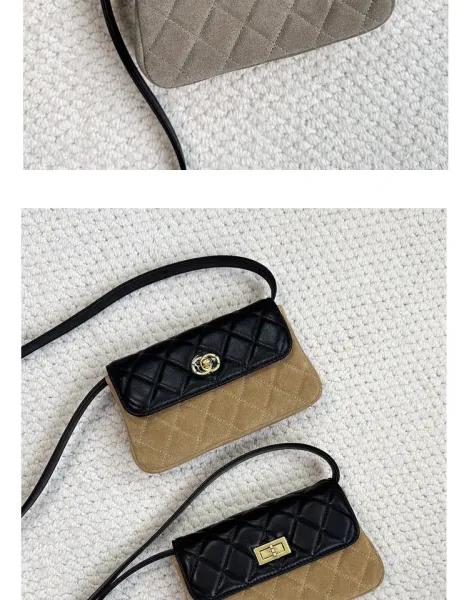 Saint Tears Quilted Two-Tone Crossbody Bag Black Beige - 31