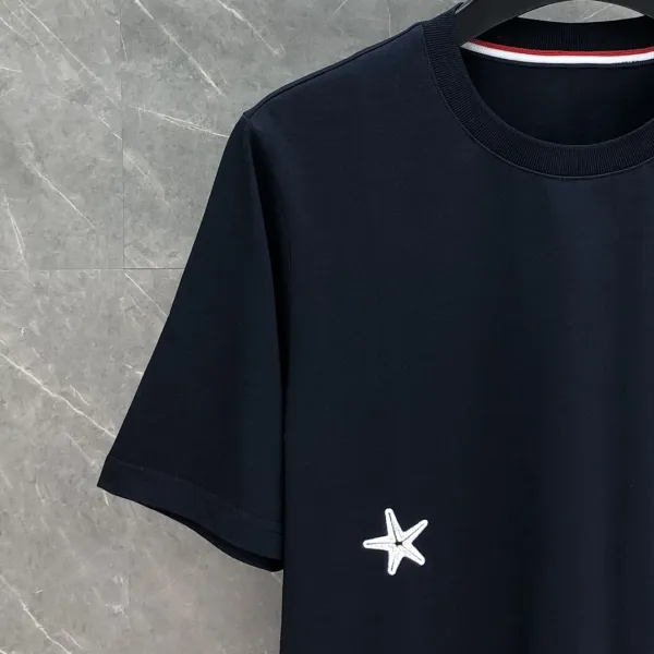 Thom Browne Turtle and Star Embroidered Navy T-Shirt - 16