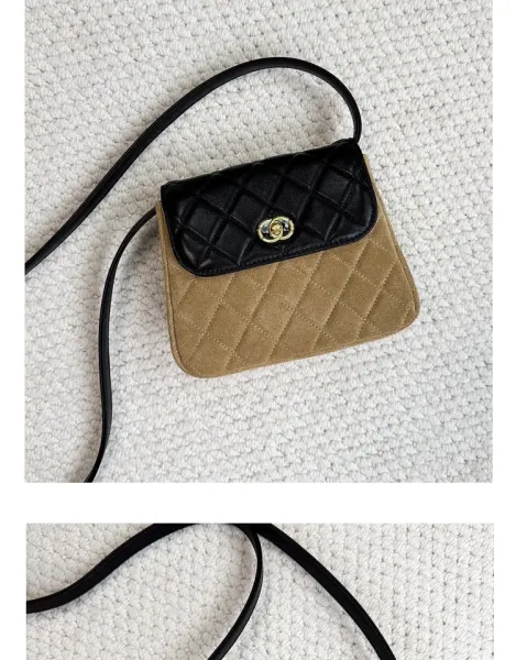 Saint Tears Quilted Two-Tone Crossbody Bag Black Beige - 39
