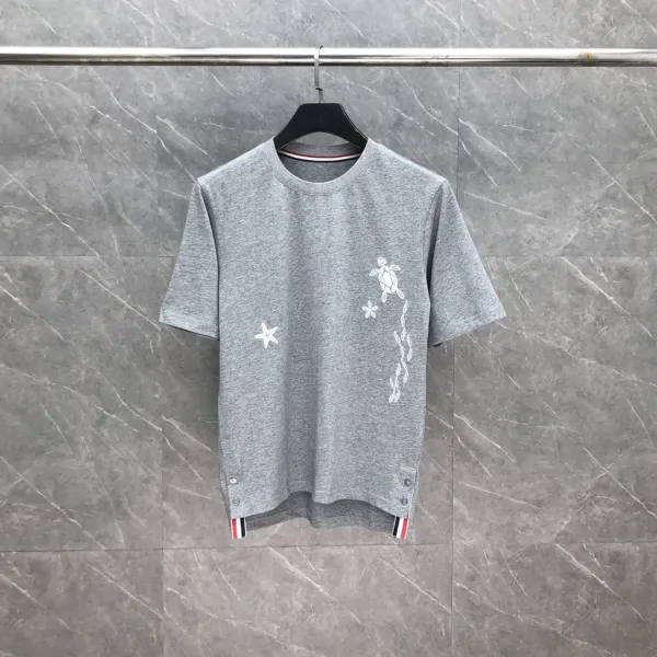 Thom Browne Turtle and Star Embroidered Navy T-Shirt - 21